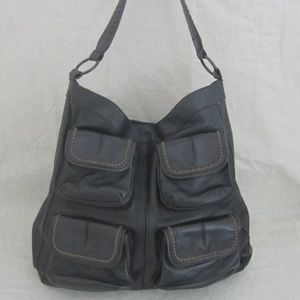 BANANA REPUBLIC black XL leather shoulder handbag